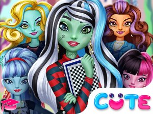 Monster Girls High School Squad Dress Up Game Fashion Game